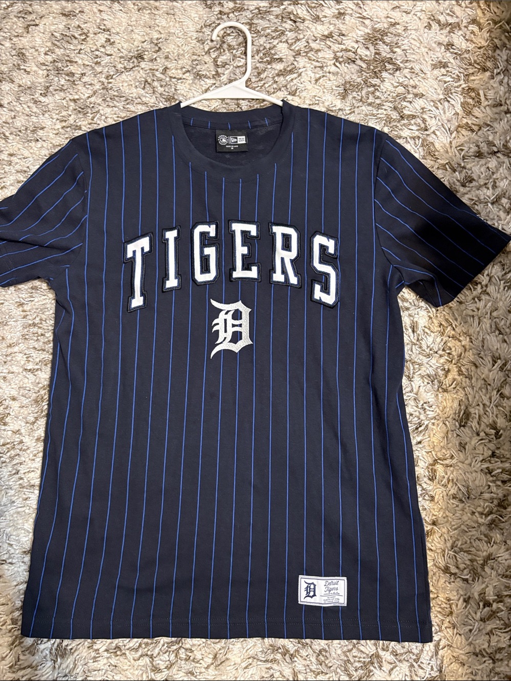 Unisex Detroit Tigers Pinstripe Short-Sleeve Tee - Navy